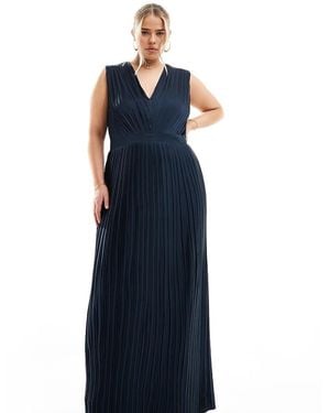 Tfnc Plus Vestito Lungo Da Damigella A Pieghe - Blu