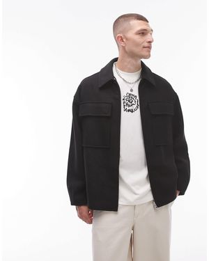 TOPMAN Double Faced Shacket - Black