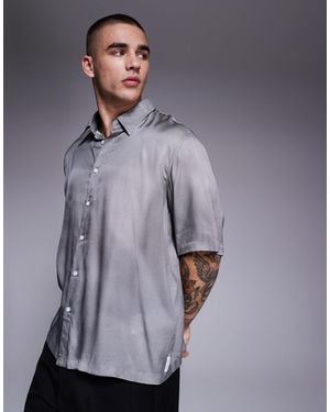 ARMANI EXCHANGE Short Sleeve Printed Shirt - Gray