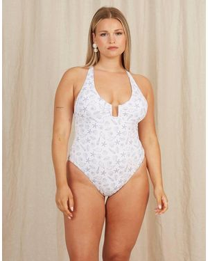 Going Somewhere High Leg Swimsuit With U-Detail - White