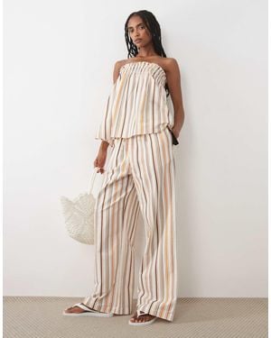 ASOS Linen Blend Deep Hem Trouser - Natural