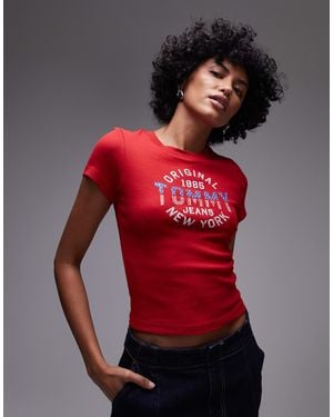 Tommy Hilfiger Usa Central Logo T-shirt - Red