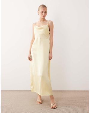 Vila Satin Cowl Neck Maxi Dress - Natural