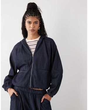 Collusion Denim Trainingsjack Met Capuchon - Blauw