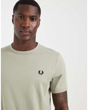 Fred Perry Logo Ringer T-shirt - Natural