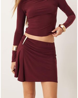 ASOS Co-ord Slinky Mini Skirt With Ruched Trim Detail - Red
