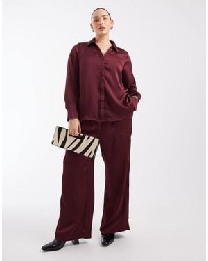 Vero Moda High Waist Satin Loose Fit Pants Co-Ord - Red