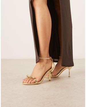 Glamorous Barely There Sandals With Bow Detail - Natural