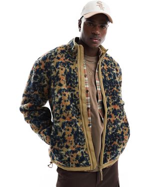 Farah – jacke aus sherpa-fleece mit reißverschluss und military-muster - Schwarz