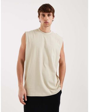 ASOS Camiseta Color Piedra Básica Extragrande Sin Mangas De -Neutro - Blanco