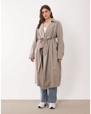 ASOS Asos Design Curve Soft Longline Trench - Natural