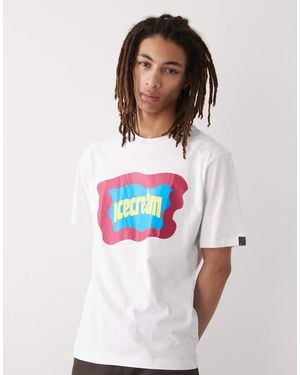 ICECREAM T-Shirt Pesante Bianca Con Logo A Blocco - Bianco