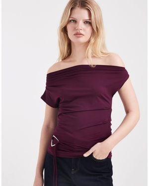 Cotton On Georgie Belted Off Shoulder Top - Purple
