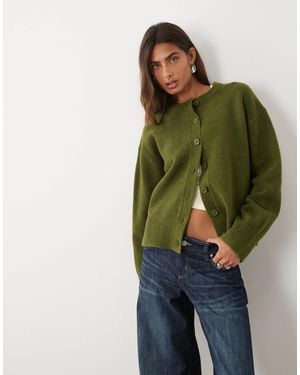 ASOS Relaxed Cardigan With Side Split Detail - Green