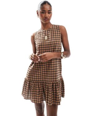 ONLY Sleeveless Drop Hem Mini Dress - Brown