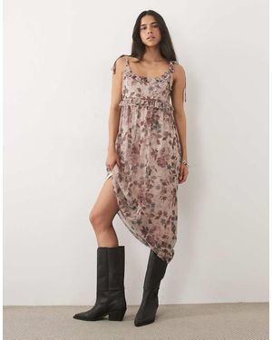 Miss Selfridge Tie Shoulder Maxi Dress - Pink