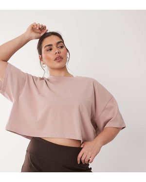4505 Curve Icon Heavyweight Cotton Cropped T-shirt With Quick Dry Finish - Pink