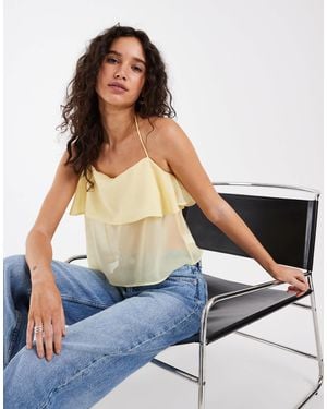 ASOS Chiffon Double Layer Halter Top - White