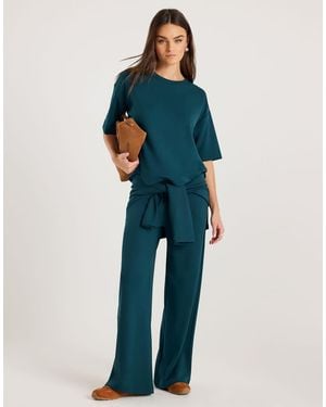 River Island Premium Wide Leg Joggers - Blue