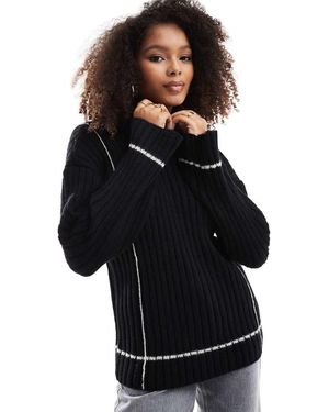 Y.A.S Maglione E Crema A Coste Con Cuciture A Contrasto - Nero