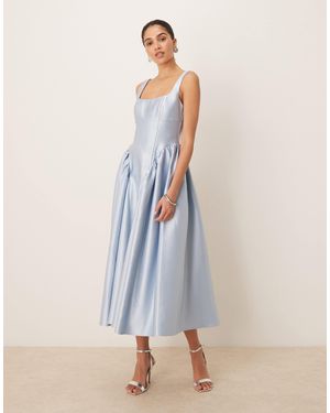 Six Stories Drop Hem Midi Dress - Natural