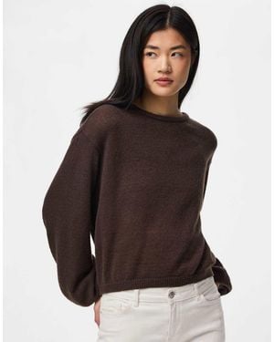 Pieces Ida Relaxed Fit Crew Neck Knitted Jumper - Brown