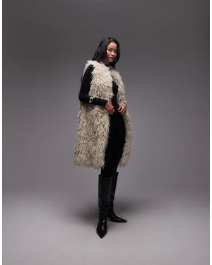 & Other Stories shaggy Faux Fur Long Line Gilet - Grey