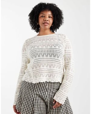 ONLY Long Sleeve Crochet Top - White