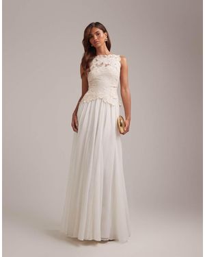 ASOS Floral Applique Bodice Hybrid Maxi Wedding Dress - White