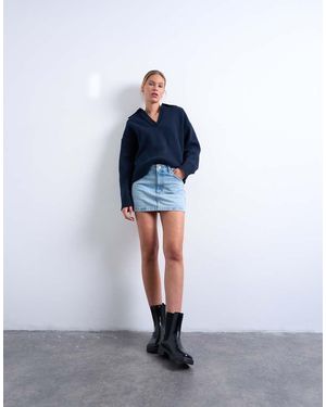 TOPSHOP Denim Pelmet Mini Skirt - Blue