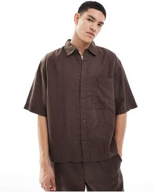 Pull&Bear Camicia 100% Lino - Marrone