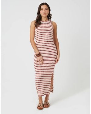 Brave Soul Textured Jersey Sleeveless Stripe Maxi Dress - White