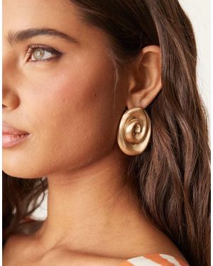 ASOS Orecchini A Bottone Tonalità Spazzolato Con Design A Spirale - Marrone
