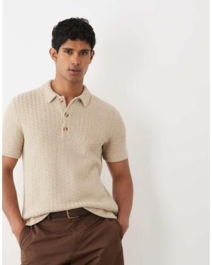 Abercrombie & Fitch Short Sleeve Knitted Polo - Natural