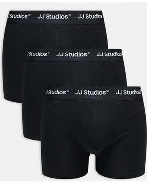 Jack & Jones 3 Pack Trunks With Logo Waistband - Black