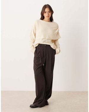 ASOS Jersey Con Detalle Estilo Capa Asimétrica De -Blanco - Neutro