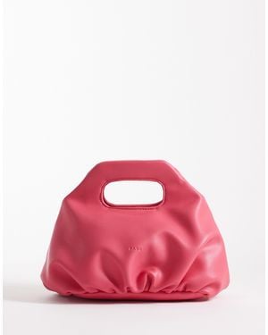 PASQ Ruched Soft Clutch Purse With Crossbody Strap - Pink