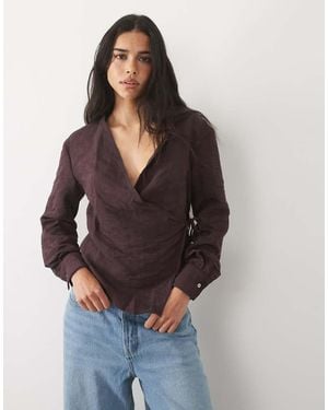Mango Teen Tie Waist Shirt - Purple