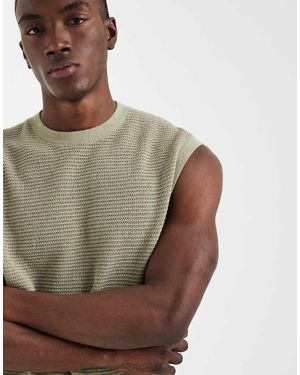 ASOS Oversized Knitted Crochet Vest - Brown