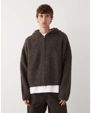 Weekday Premium Wool Blend Knitted Hoodie - Grey