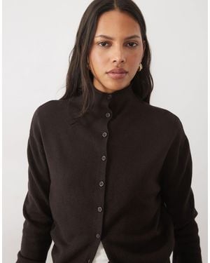 Threadbare Gilet en maille à col cheminée chocolat - Noir