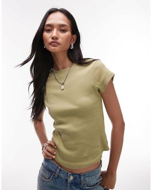 TOPSHOP – geripptes, figurbetontes t-shirt - Grün