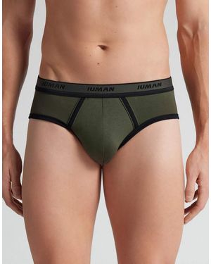 Intimissimi Superior Cotton Briefs With Logo - Green
