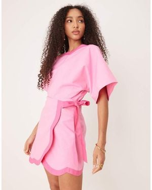 Never Fully Dressed Contrast Tie Mini Skirt - Pink