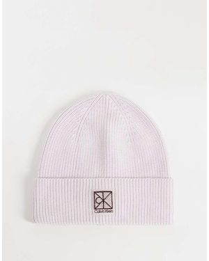 Calvin Klein Geribde Beanie Met Vierkant Embleem - Roze