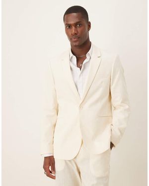 ASOS Linen Look Slim Suit Jacket - Natural