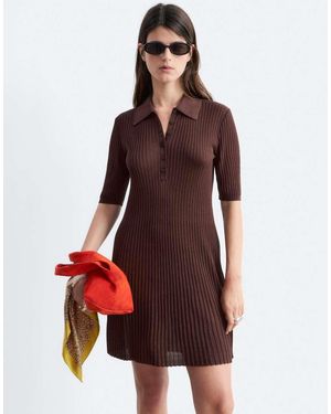 & Other Stories Pleated Mini Dress With Button Up Collar - Red