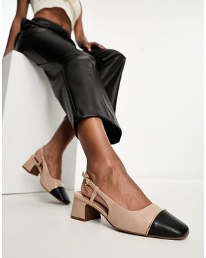 River Island Block Heel Sling Back Ballet Shoe - Black