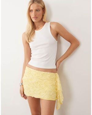 ASOS Lace Sequin Mini Skirt With Ruffle Detail - Natural