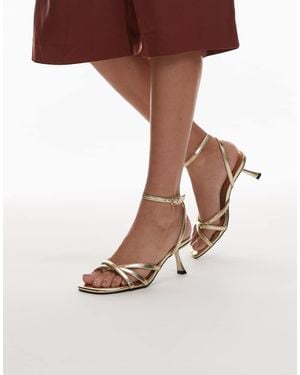 TOPSHOP Iris Slanted Heel Sandals - Metallic